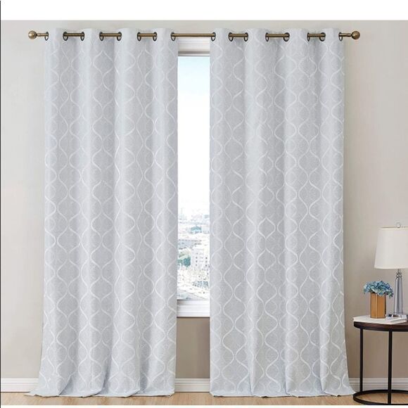 HLC.ME Versailles Lattice Blackout Thermal Insulated Window Curtain (Ivory) - Picture 2 of 8